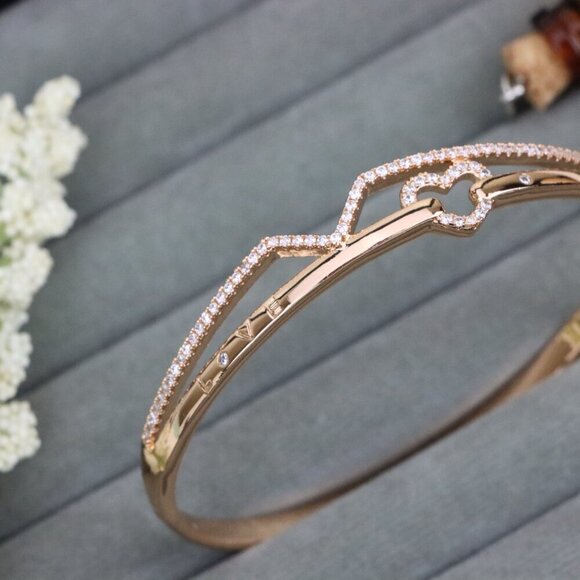 Love Engraved Rose Gold Bangle with Heart Detail, XPBL0593 - Picture 10 of 12
